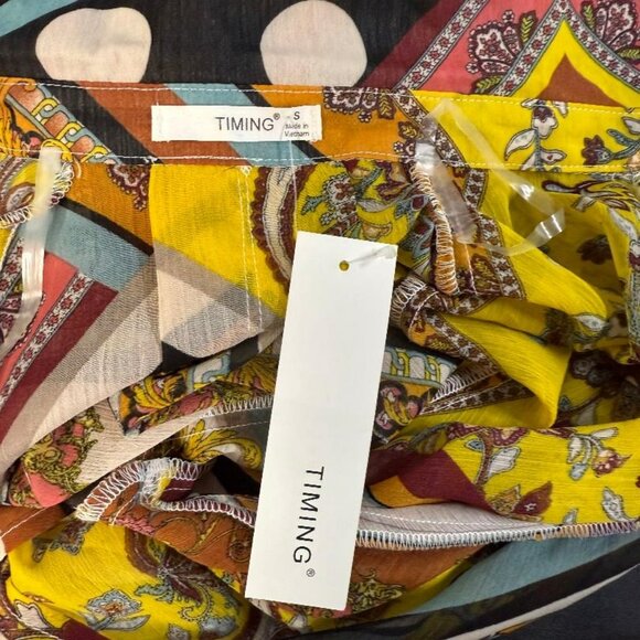 NWT TIMNG Boho deco art Colorful blouse Size Small - Picture 2 of 7
